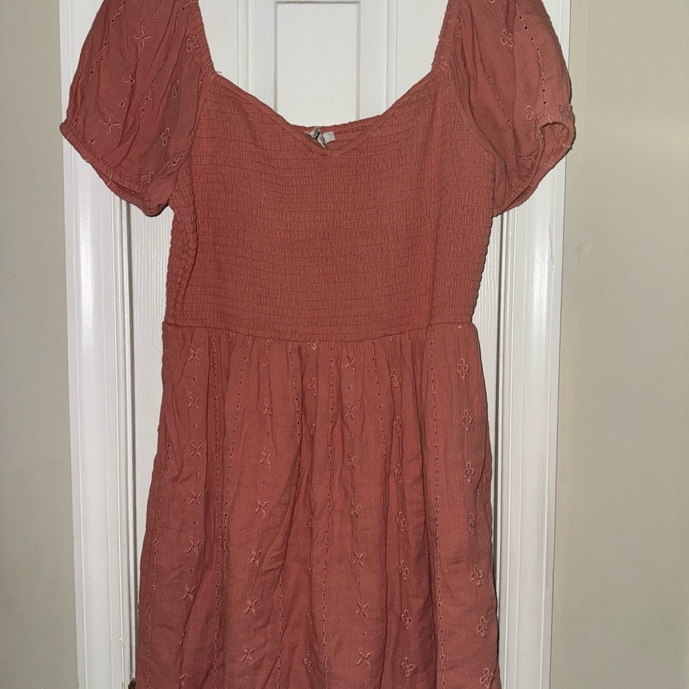 American Eagle Outfitters Orange Puff Sleeve Sundress